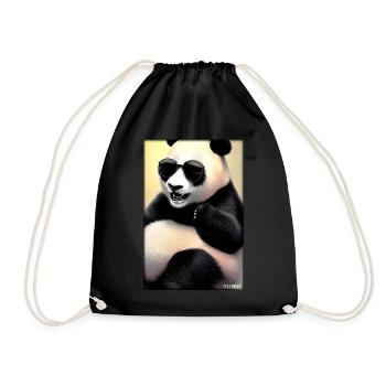 Panda Sonnenbrille Tierwelt Waldtier Tiere Wildnis - Turnbeutel - Schwarz - Vorne