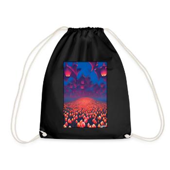 Tulip Lily Family Flower Spring Meadow Green - Drawstring Bag - black - Front