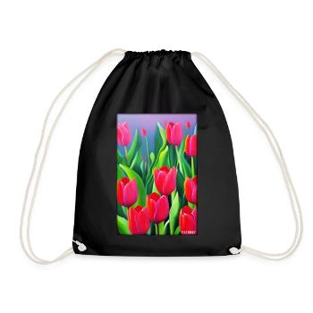 Tulip Lily Family Flower Spring Meadow Green - Drawstring Bag - black - Front