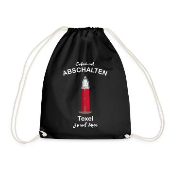 Niederlande, Texel, Abschalten, so viel Meer - Turnbeutel - Schwarz - Vorne