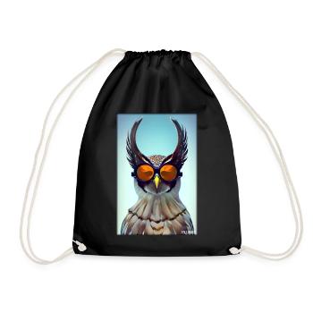 Eule Sonnenbrille Wildtier Vogel Waldtier Wald - Turnbeutel - Schwarz - Vorne