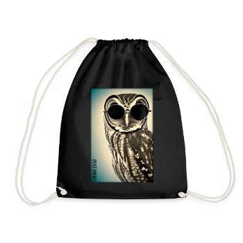 Eule Sonnenbrille Wildtier Vogel Waldtier Wald - Turnbeutel - Schwarz - Vorne