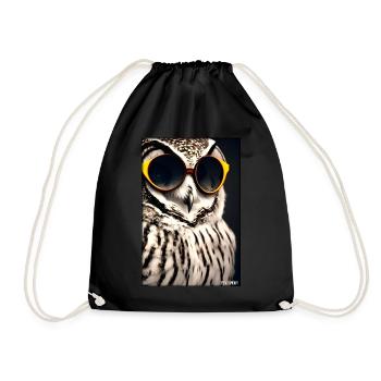 Eule Sonnenbrille Wildtier Vogel Waldtier Wald - Turnbeutel - Schwarz - Vorne