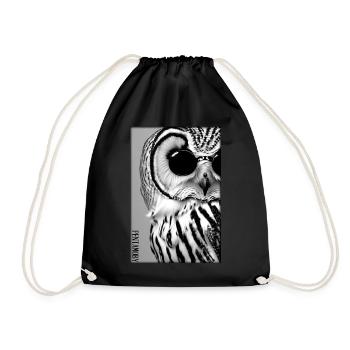 Eule Sonnenbrille Wildtier Vogel Waldtier Wald - Turnbeutel - Schwarz - Vorne