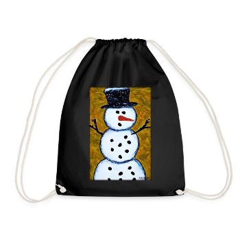 Snowman Snow Winter Christmas Advent - Drawstring Bag - black - Front