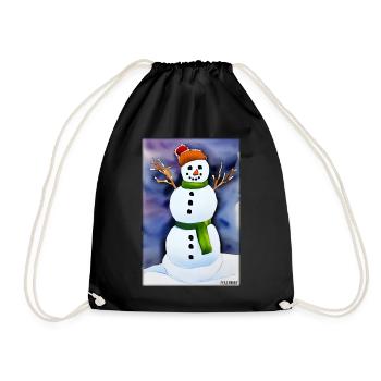 Snowman Snow Winter Christmas Advent - Drawstring Bag - black - Front