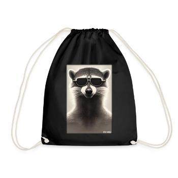 Raccoon Sunglasses Wildlife Forest Animal Forest Nature - Drawstring Bag - black - Front