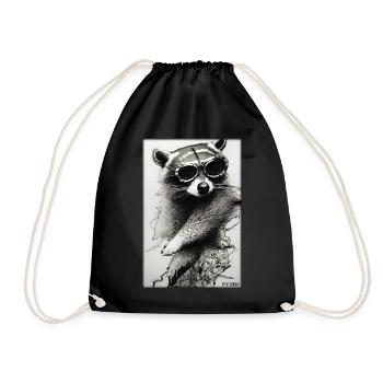 Raccoon Sunglasses Wildlife Forest Animal Forest Nature - Drawstring Bag - black - Front