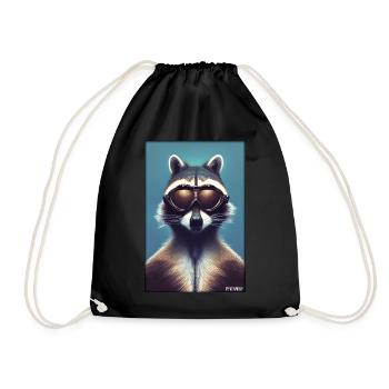 Raccoon Sunglasses Wildlife Forest Animal Forest Nature - Drawstring Bag - black - Front