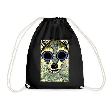 Raccoon Sunglasses Wildlife Forest Animal Forest Nature - Drawstring Bag - black - Front