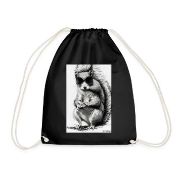 Squirrel Sunglasses Wildlife Forest Animal Forest - Drawstring Bag - black - Front