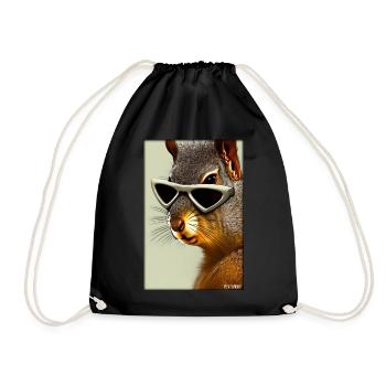 Squirrel Sunglasses Wildlife Forest Animal Forest - Drawstring Bag - black - Front