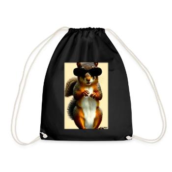 Squirrel Sunglasses Wildlife Forest Animal Forest - Drawstring Bag - black - Front