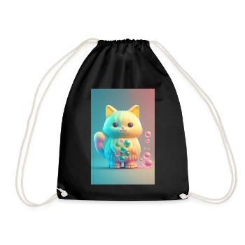 Bunte Katze - Turnbeutel - Schwarz - Vorne
