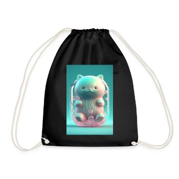 Color cat with mustache - Drawstring Bag - black - Front