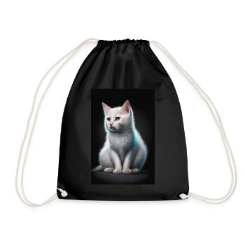 Weiße Katze - Turnbeutel - Schwarz - Vorne