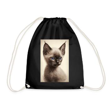 Chaton siamois - Sac de sport léger - noir - Devant