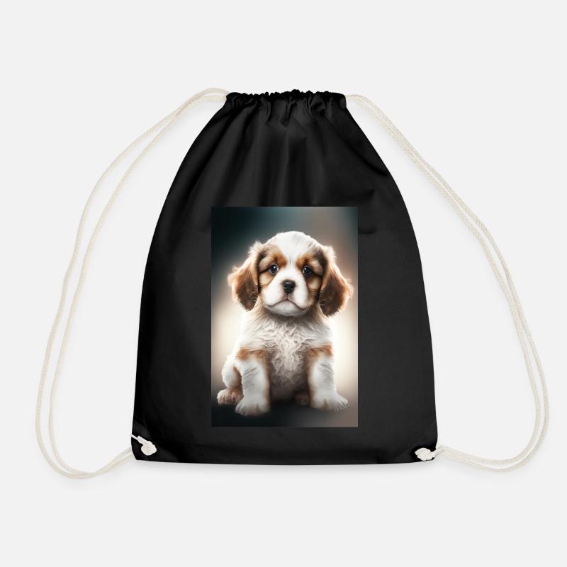 King Charles Rider Puppy - Drawstring Bag - black