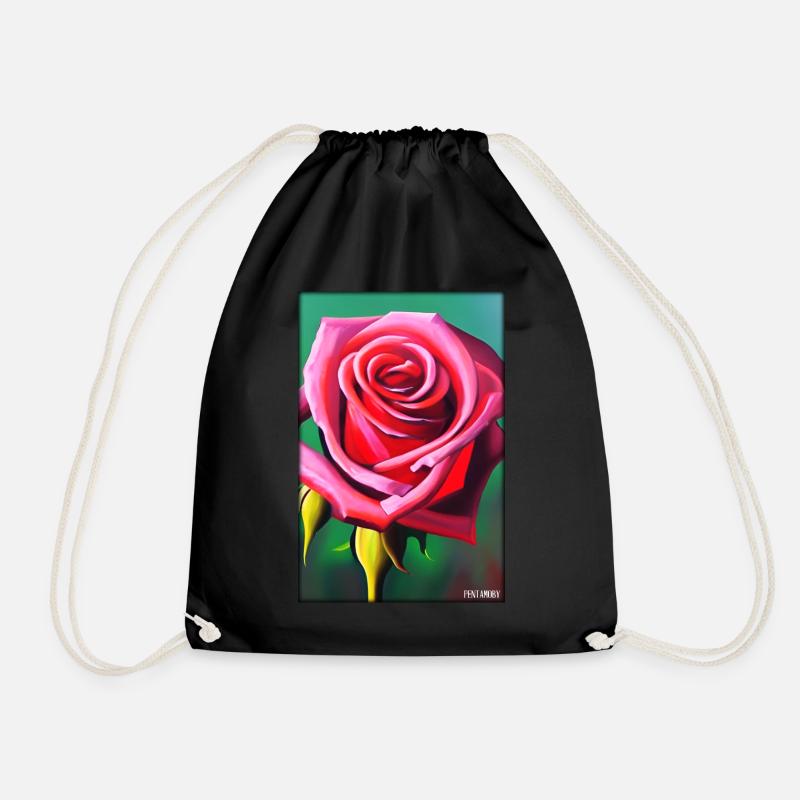 Rose Rose Fleur Spring Meadow Green - Sac de sport léger - noir