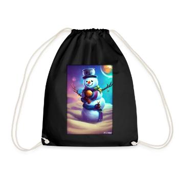 Snowman Snow Winter Christmas Advent - Drawstring Bag - black - Front