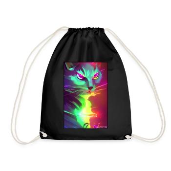 Space Cyber Cat Future Pet Cat Love - Drawstring Bag - black - Front
