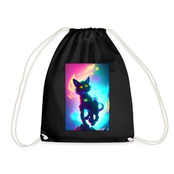 Space Cyber Cat Future Pet Cat Love - Drawstring Bag - black - Front