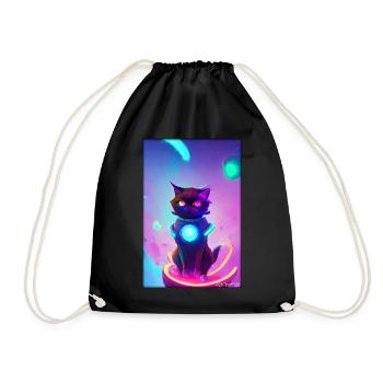 Space Cyber Cat Future Pet Cat Love - Drawstring Bag - black - Front