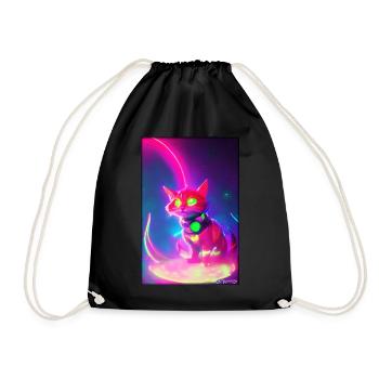 Space Cyber Cat Future Pet Cat Love - Drawstring Bag - black - Front