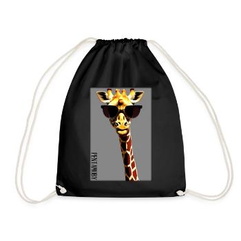 Giraffe Sunglasses Wildlife Animals Zoo Safari - Drawstring Bag - black - Front