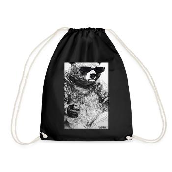 Bear Sunglasses Wildlife Forest Animals Wilderness - Drawstring Bag - black - Front