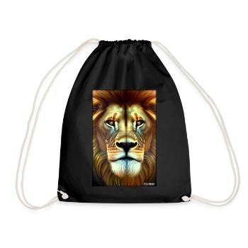 Lion Big Cat Wild Animal Lion's Head Lion's Mane Animal - Drawstring Bag - black - Front