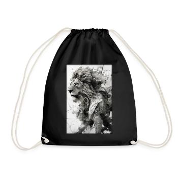 Lion Big Cat Wild Animal Lion's Head Lion's Mane Animal - Drawstring Bag - black - Front