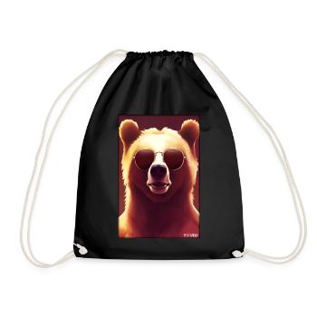Bear Sunglasses Wildlife Forest Animals Wilderness - Drawstring Bag - black - Front
