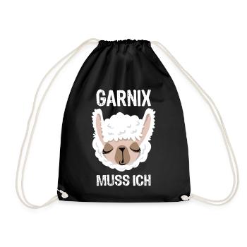 Garnix muss ich - Lama - Spruch - Turnbeutel - Schwarz - Vorne