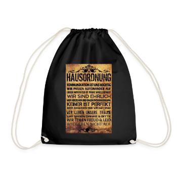 Hausordnung Vintage - Turnbeutel - Schwarz - Vorne