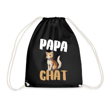 Papa Chat: Chat orange et Typo Large - Sac de sport léger - noir - Devant