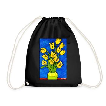 Tulip Lily Family Flower Spring Meadow Green - Drawstring Bag - black - Front