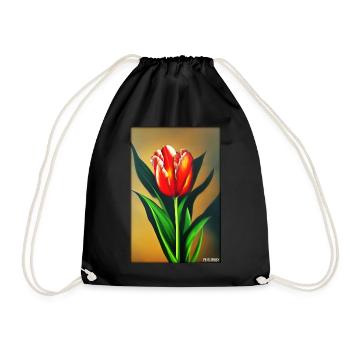 Tulip Lily Family Flower Spring Meadow Green - Drawstring Bag - black - Front