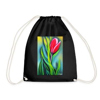 Tulip Lily Family Flower Spring Meadow Green - Drawstring Bag - black - Front