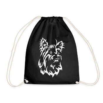 Yorkshire Terrier Kopf "Black Edition" - Turnbeutel - Schwarz - Vorne