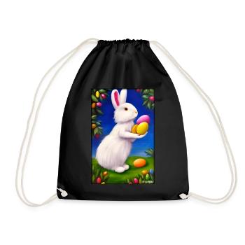 Rabbit Easter Easter Pet Easter Holiday - Drawstring Bag - black - Front