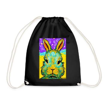 Rabbit Easter Easter Pet Easter Holiday - Drawstring Bag - black - Front