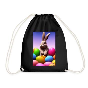 Rabbit Easter Easter Pet Easter Holiday - Drawstring Bag - black - Front