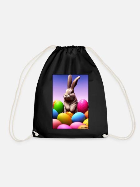 Rabbit Easter Easter Pet Easter Holiday - Drawstring Bag - black