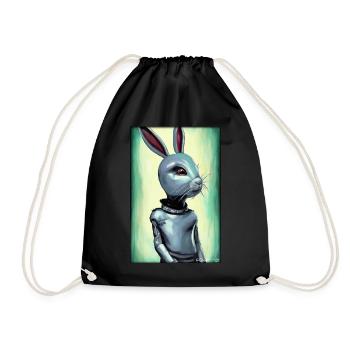 Hase Osterhase Ostern Cyber Zukunft Sci-Fi Tier - Turnbeutel - Schwarz - Vorne