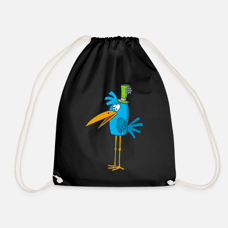 Blauer Vogel und sein Hut - Turnbeutel - Schwarz