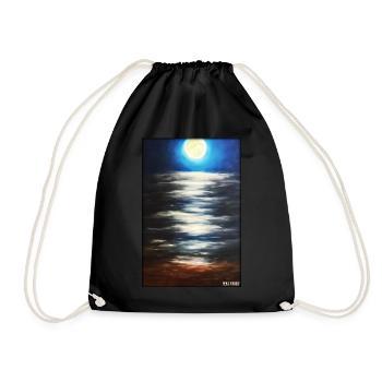 Moon Night Evening Nature Rest Moonlight Full Moon - Drawstring Bag - black - Front