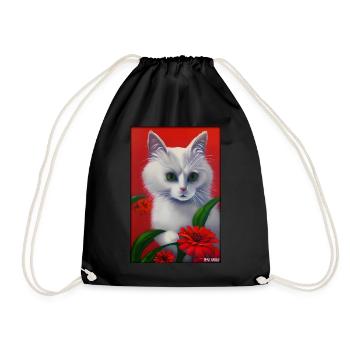 Cat Flower Nature Flowering Garden Cat Love Cat - Drawstring Bag - black - Front
