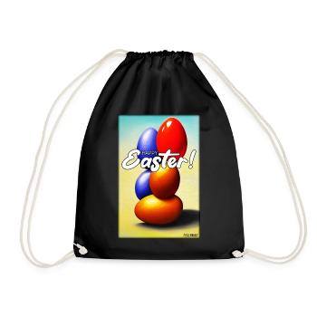 Happy Easter - Easter Egg Easter Easter Colorful Eggs - Drawstring Bag - black - Front
