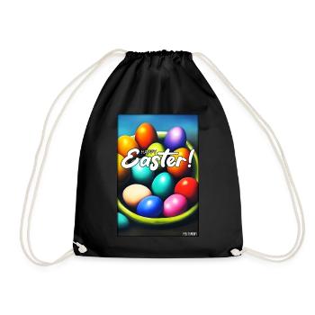 Happy Easter - Easter Egg Easter Easter Colorful Eggs - Drawstring Bag - black - Front